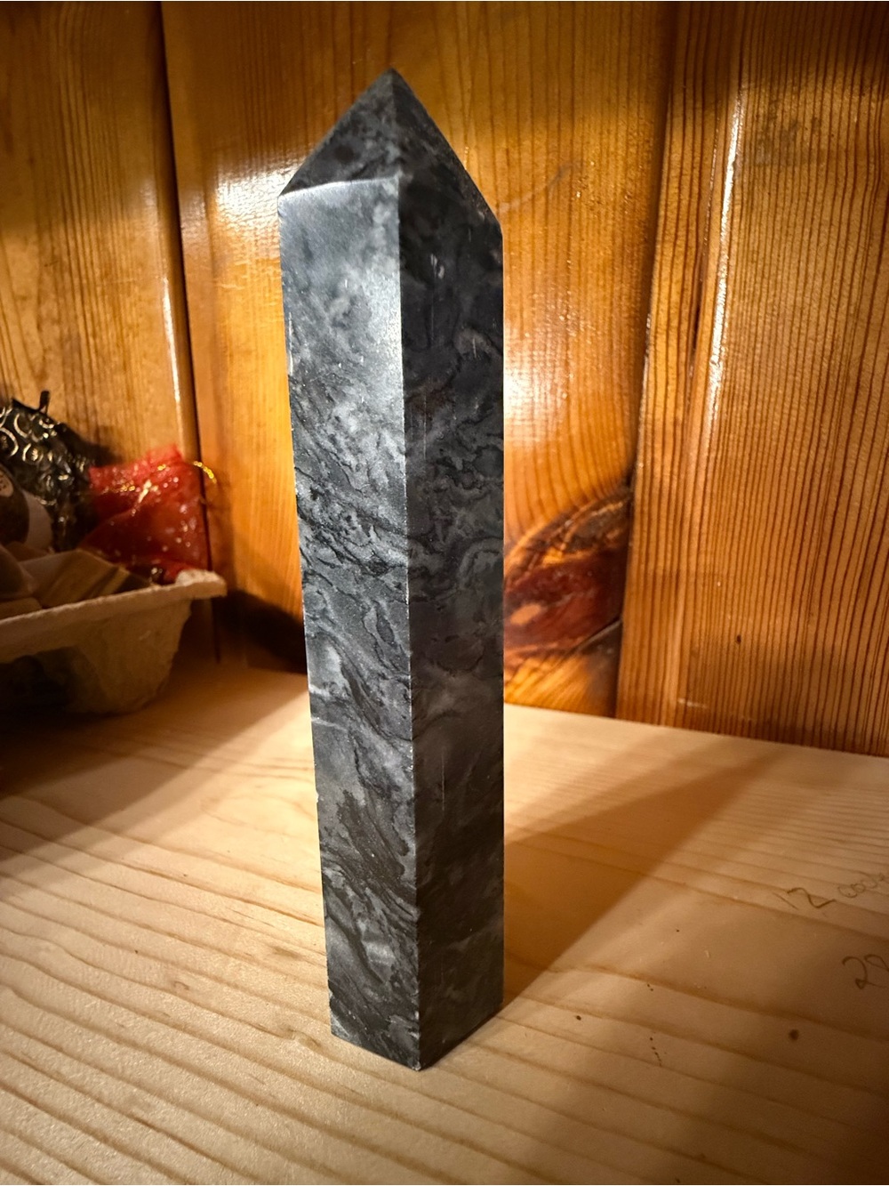 Black Calcite Obelisk Crystal Tower Point